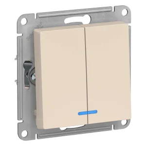 Systeme Electric AtlasDesign Беж Выключатель 2-клавишный с подсветкой, сх.5а, 10АХ, механизм