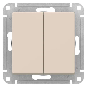 Systeme Electric AtlasDesign Бежевый Переключатель 2-клавишный перекрестный, 2 x сх. 7, 10АХ, механизм