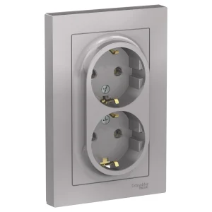 Systeme Electric AtlasDesign Алюминий Розетка с/з двойная, 16А, в сборе
