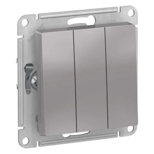 Systeme Electric AtlasDesign Алюминий Выключатель 3-клавишный сх.1+1+1, 10АХ, механизм