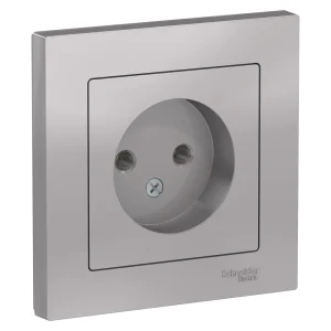 Systeme Electric AtlasDesign Алюминий Розетка б/з, 16А, в сборе