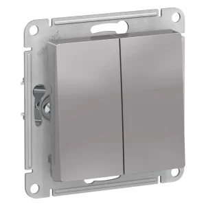 Systeme Electric AtlasDesign Алюминий Выключатель 2-клавишный сх.5, 10АХ, механизм