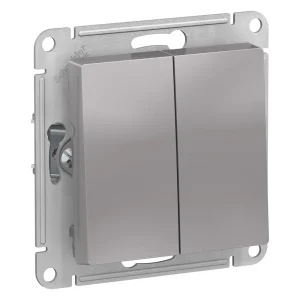 Systeme Electric AtlasDesign Алюминий Переключатель 2-клавишный сх.6, 10АХ, механизм