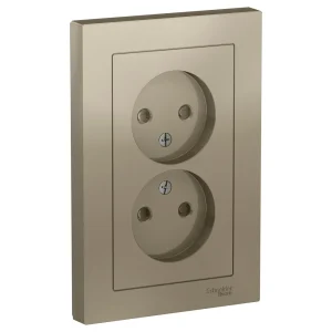 Systeme Electric AtlasDesign Шампань Розетка б/з двойная, со шторками,16А, в сборе