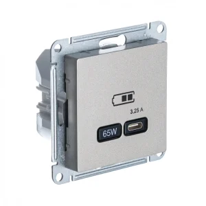 Systeme Electric AtlasDesign Шампань USB Розетка тип-C 65W высокоскор.заряд. QC, PD, мех.