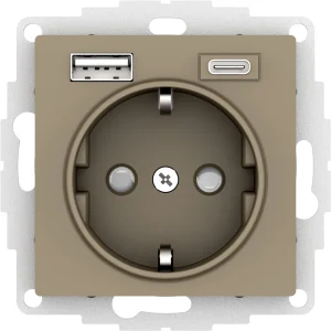 Systeme Electric AtlasDesign Шампань Розетка 16А с USB A+C (5В/2,4А/3 А, 2х5В/1,5А), мех