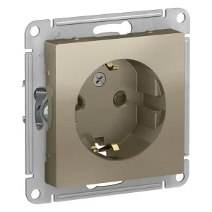Systeme Electric AtlasDesign Шампань Розетка с/з со шторками, 16А, механизм
