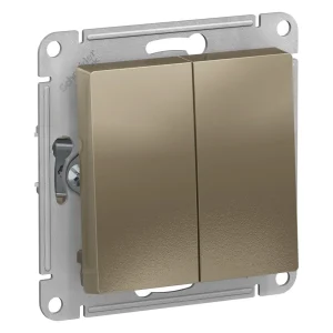 Systeme Electric AtlasDesign Шампань Переключатель 2-клавишный сх.6, 10АХ, механизм