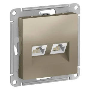 Systeme Electric AtlasDesign Шампань Розетка двойная компьютерная RJ45+RJ45, кат.5E, механизм