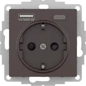Systeme Electric AtlasDesign Мокко Розетка 16А с USB A+C (5В/2,4А/3 А, 2х5В/1,5А), мех