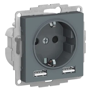 Systeme Electric AtlasDesign Грифиль SO + USB Розетка A+A, 5В/2,4А, 2х5В/1,2А, механизм