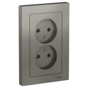 Systeme Electric AtlasDesign Сталь Розетка б/з двойная, 16А, в сборе