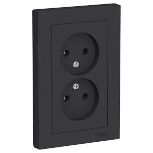Systeme Electric AtlasDesign Карбон Розетка б/з двойная, 16А, в сборе