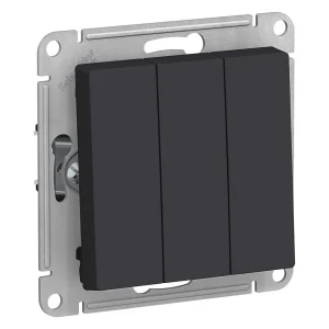 Systeme Electric AtlasDesign Карбон Выключатель 3-клавишный сх.1+1+1, 10АХ, механизм