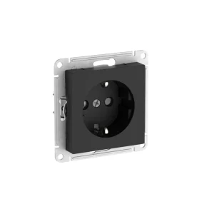 Systeme Electric AtlasDesign Карбон Розетка с заземлением со шторками, 16А, мех., быстрозажим. клем.