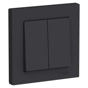 Systeme Electric AtlasDesign Карбон Выключатель 2-клавишный сх.5, 10АХ, в сборе