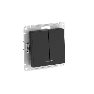Systeme Electric AtlasDesign Карбон Выключатель 2-клавишный с подсвет.,сх.5а, 10АХ, мех., быстрозажим. клем.