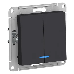 Systeme Electric AtlasDesign Карбон Выключатель 2-клавишный с подсветкой, сх.5а, 10АХ, механизм