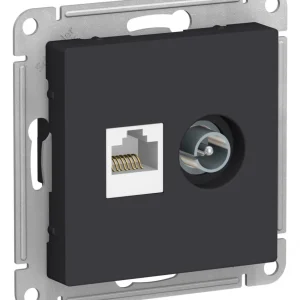 Systeme Electric AtlasDesign Карбон Розетка двойная комп+ТВ, RJ45+TV, кат.5E, механизм