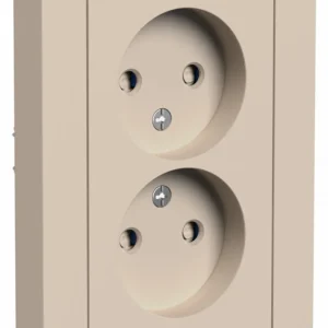 Systeme Electric AtlasDesign Песочный Розетка двойная б/з со шторками,16А, в сборе