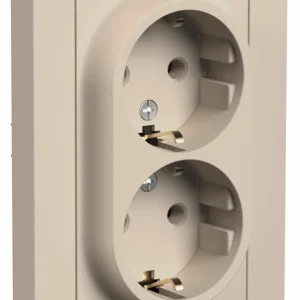 Systeme Electric AtlasDesign Песочный Розетка двойная с/з, 16А, в сборе