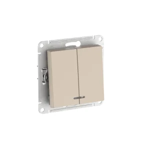 Systeme Electric AtlasDesign Песочный Выключатель 2-клавишный с подсвет.,сх.5а, 10АХ,мех., быстрозажим. клем.