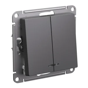 Systeme Electric AtlasDesign Базальт Выключатель 2-клавишный с подсветкой, сх.5а, 10АХ, механизм
