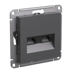 Systeme Electric AtlasDesign Базальт Розетка двойная компьютерная RJ45+RJ45, кат.5Е, механизм