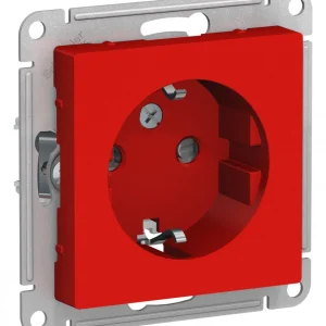 Systeme Electric AtlasDesign Красный Розетка с/з со шторками, 16А, механизм