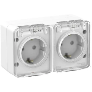 Systeme Electric AtlasDesign Profi54 Наруж Белый Розетка 2-ая с/з со шт., 16А 250B IP54