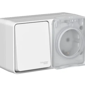 Systeme Electric AtlasDesign Profi54 Наруж Серый Блок: Роз. з/к со шт. 16А, Выкл.1-клав.10А