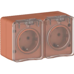 Systeme Electric AtlasDesign Profi54 Наруж Терракотовый Розетка двойная с з/к со шторками 16А