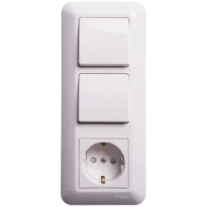 Systeme Electric Blanca внутр Бел Блок: Розетка с/з + Выключатель 1-кл. + Выключатель 1-кл. (индивид.упак.)