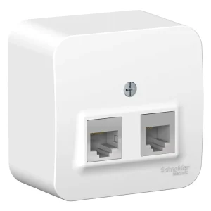 Systeme Electric Blanca наруж Бел Розетка 2-ая ТЛФ/комп, RJ45+RJ11, кат.5E, изолир. пластина