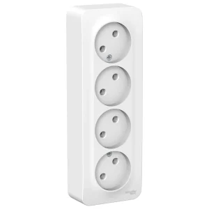 Systeme Electric Blanca наруж Бел Розетка 4-ая б/з без шторок 16А, 250В, изолир. пластина