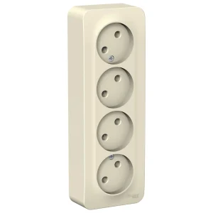 Systeme Electric Blanca наруж Молочная Розетка 4-ая б/з без шторок 16А, 250В, изолир. пластина