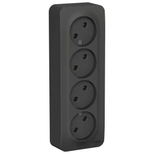 Systeme Electric Blanca наруж Антрацит Розетка 4-ая б/з без шторок 16А, 250В, изолир. пластина