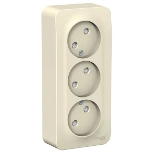 Systeme Electric Blanca наруж Молочная Розетка 3-ая б/з со шторками 16А, 250В, изолир. пластина