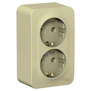 Systeme Electric Blanca наруж Беж Розетка 2-ая с/з без шторок, изолир. пластина 16А, 250В