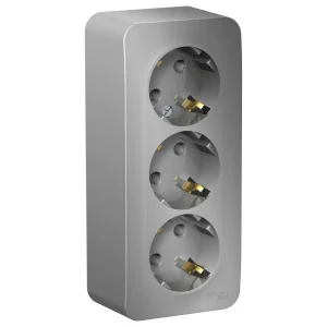 Systeme Electric Blanca наруж Алюминий Розетка 3-ая с/з без шторок 16А, 250В, изолир. пластина