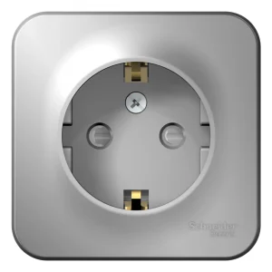 Systeme Electric Blanca наруж Алюминий Розетка с/з со шторками, 16А, 250В