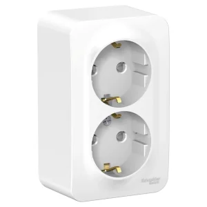 Systeme Electric Blanca наруж Бел Розетка 2-ая с/з со шторками 16А, 250В, изолир. пластина