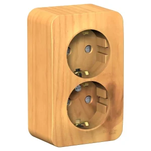 Systeme Electric Blanca наруж Ясень Розетка 2-ая с/з со шторками 16А, 250В, изолир. пластина