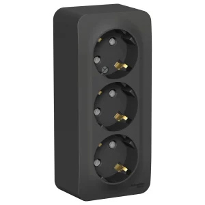 Systeme Electric Blanca наруж Антрацит Розетка 3-ая с/з со шторками 16А, 250В, изолир. пластина