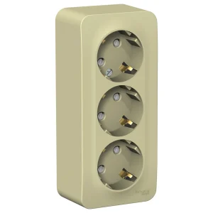 Systeme Electric Blanca наруж Беж Розетка 3-ая с/з со шторками, изолир. пластина 16А, 250В