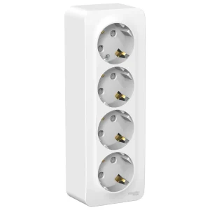 Systeme Electric Blanca наруж Бел Розетка 4-ая с/з со шторками 16А, 250В, изолир. пластина
