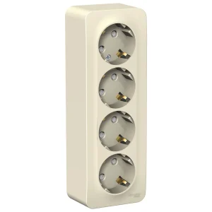 Systeme Electric Blanca наруж Молочная Розетка 4-ая с/з со шторками 16А, 250В, изолир. пластина
