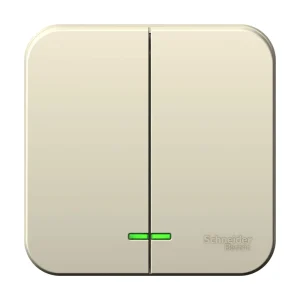 Systeme Electric Blanca наруж Молочный Выключатель 2-клавишный с подсветкой 6А, 250B, изолир. пластина