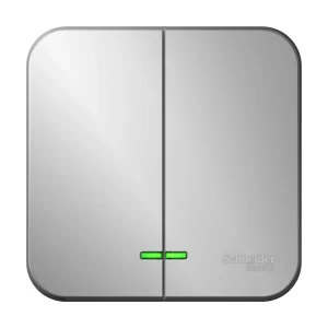 Systeme Electric Blanca наруж Алюминий Выключатель 2-клавишный с подсветкой 10А, 250B, изолир. пластина