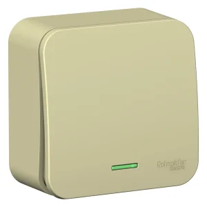 Systeme Electric Blanca наруж Беж Переключатель 1-клавишный (cх.6) с подсветкой, изолир. пластина 10А,250B
